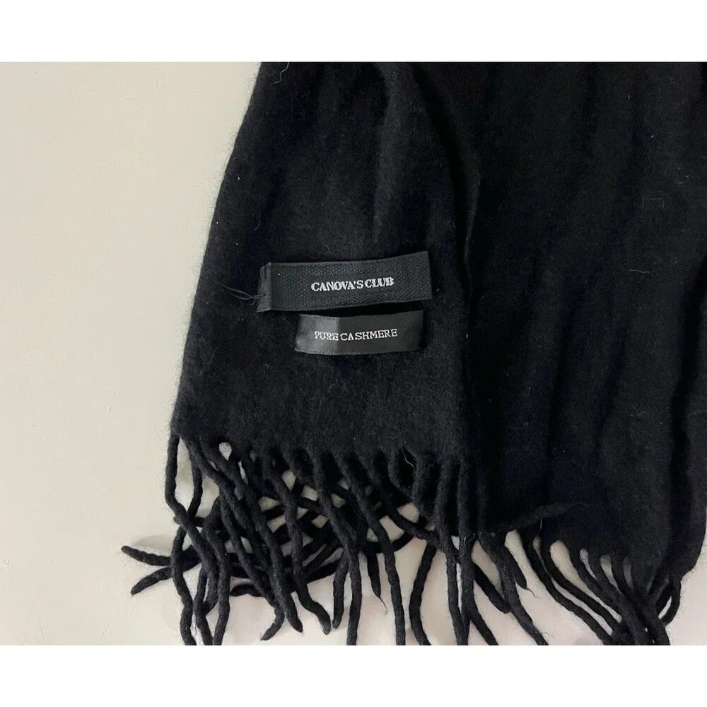 100% Cashmere Scarf Spanish Men’s Black 60” Classic Preppy Country Club Winter